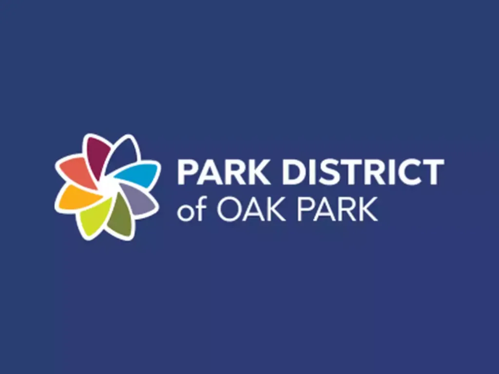 The Park District of Oak Park logo, featuring a colorful pinwheel-like graphic and the text "PARK DISTRICT of OAK PARK."