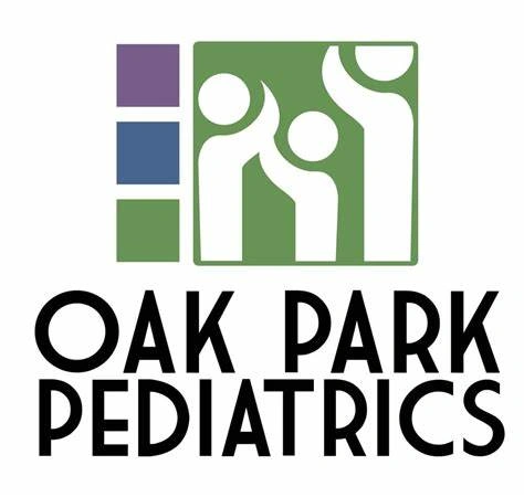 Oak Park Pediatrics logo featuring three abstract figures and the text 'OAK PARK PEDIATRICS'.