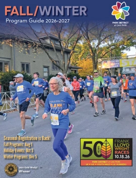 Cover of the Fall/Winter Program Guide 2026-2027, featuring a race event and registration deadlines.