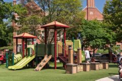 red and green playground equipment